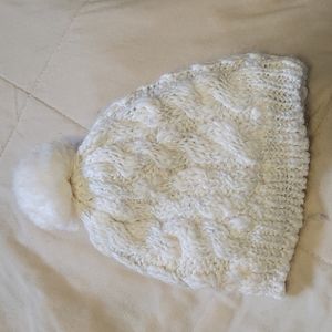 Fluffy hat w pom pom- size toddler. Never worn.